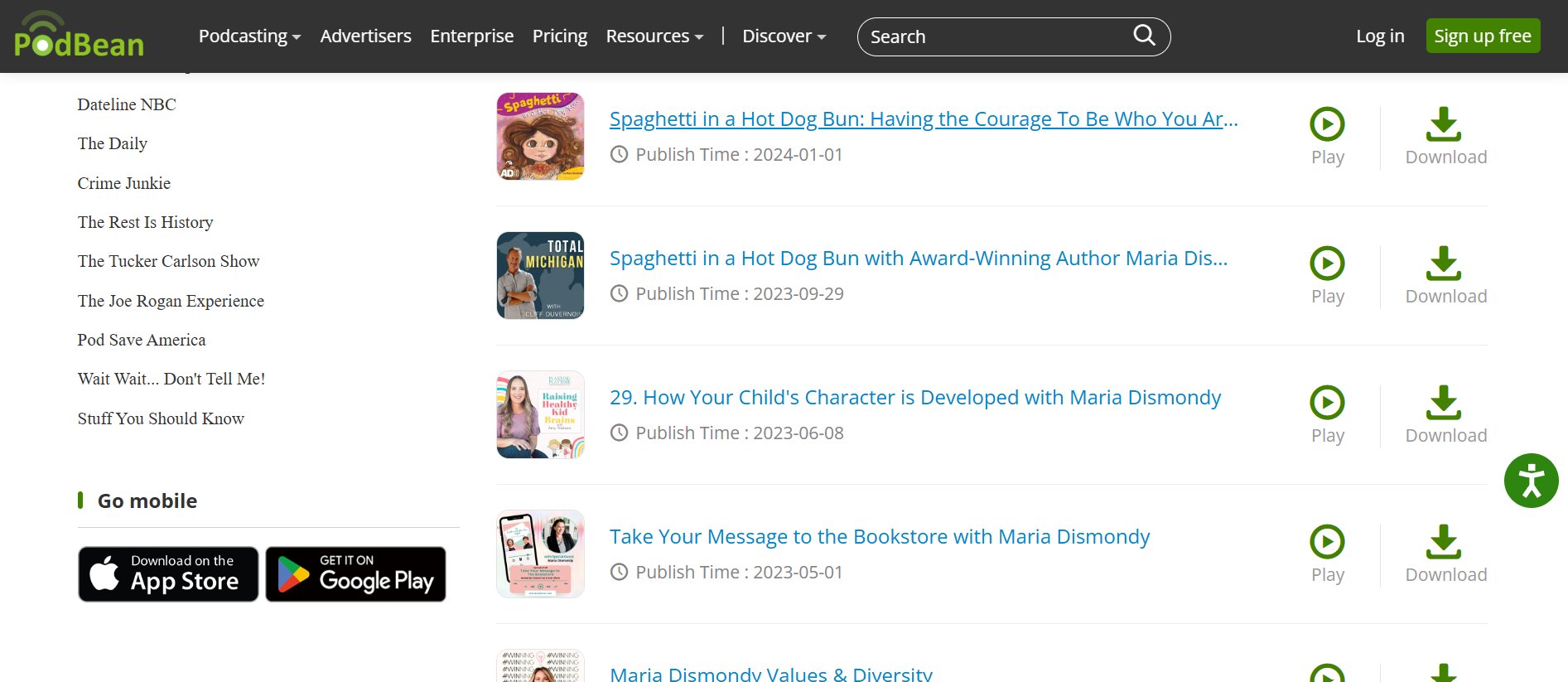 Maria Dismondy podcast on Podbean